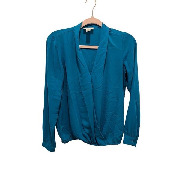 Loft blue wrap front blouse, women’s size XS - Picture 1 of 3